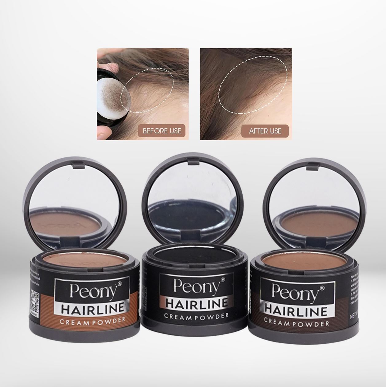Peony 2 in 1 Hairline Cream Powder with 3 Extra Eyebrow Stencils